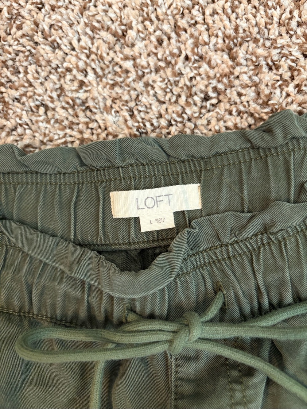 LOFT Olive Drawstring Shorts - Picture 3 of 4